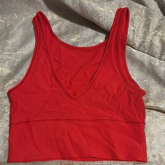 Red Ribbed Tank Top - Picture 2 of 3